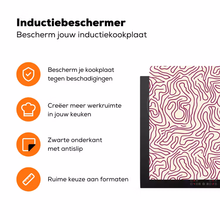 Kronkelende lijn - Magenta - Crème Inductie beschermer vinyl 3mm klein 276 -zzzzzzz-td-ups