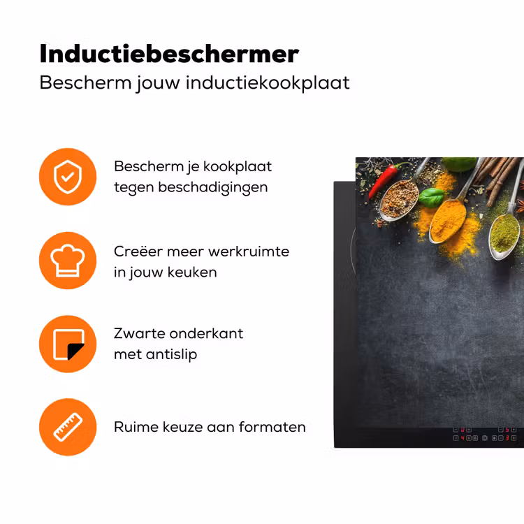 Kruiden - Beton - Lepels Inductie beschermer vinyl 3mm klein -zzzzzzz-td-ups