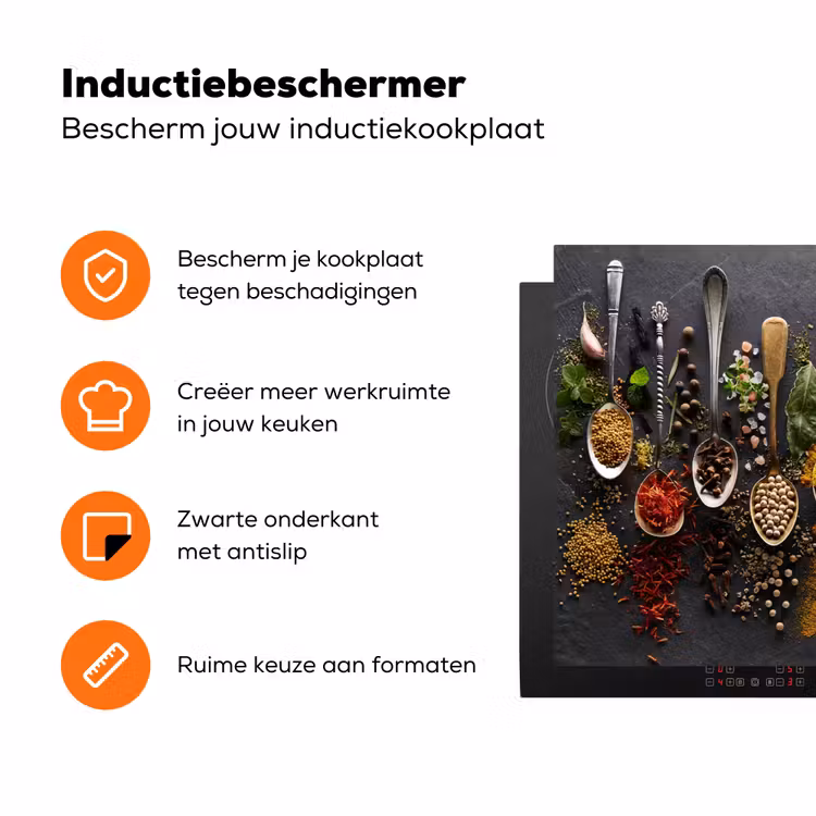 Kruiden - Lepels - Beton Inductie beschermer vinyl 3mm klein -zzzzzzz-td-ups