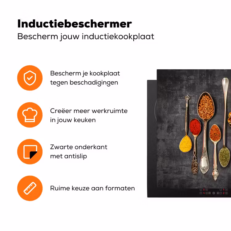 Kruiden - Lepels - Beton Inductie beschermer vinyl 3mm klein -zzzzzzz-td-ups