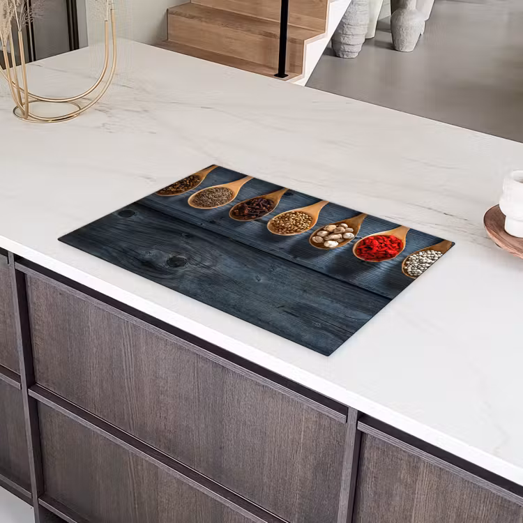 Kruiden - Lepels - Hout - Keuken - Specerijen - Industrieel Inductie beschermer vinyl 3mm klein -sfeer8