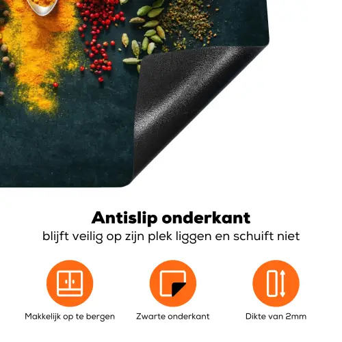 Kruiden - Lepels - Kleurrijk Inductie beschermer vinyl 3mm klein -zzzzzzz-td-onderkant