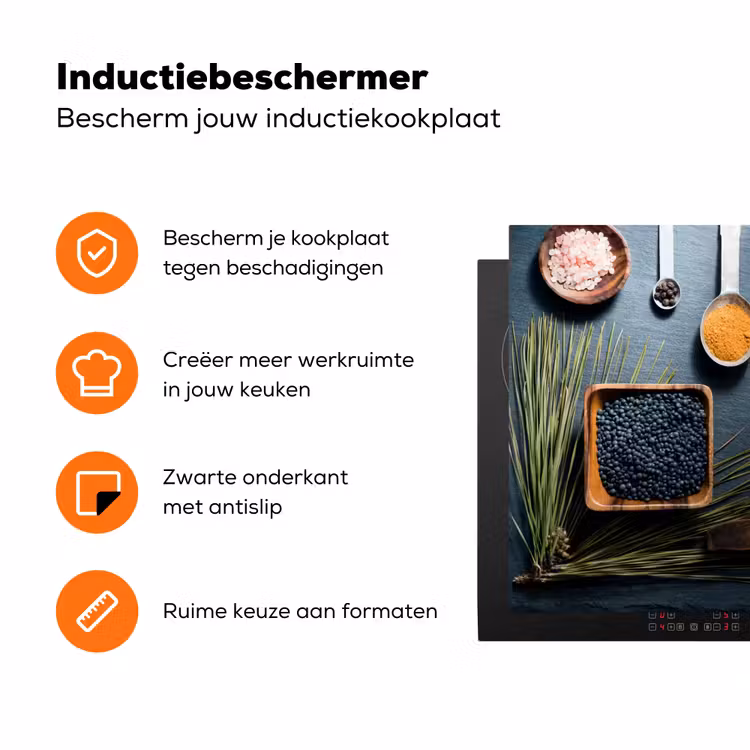 Kruiden - Lepels - Specerijen - Keuken Inductie beschermer vinyl 3mm klein -zzzzzzz-td-ups
