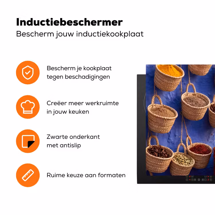 Inductiebeschermer - Kruiden - Manden - Markt - Kruiden - Manden - Markt Inductie beschermer vinyl 3mm klein