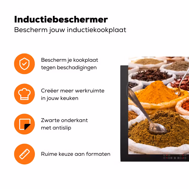 Inductiebeschermer - Kruiden - Markt - Eten - Kruiden - Markt - Eten Inductie beschermer vinyl 3mm klein