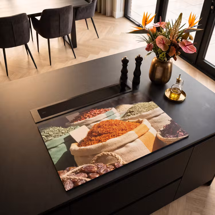 Inductiebeschermer - Kruiden - Markt - Kleurrijk - Kruiden - Markt - Kleurrijk Inductie beschermer vinyl 3mm klein