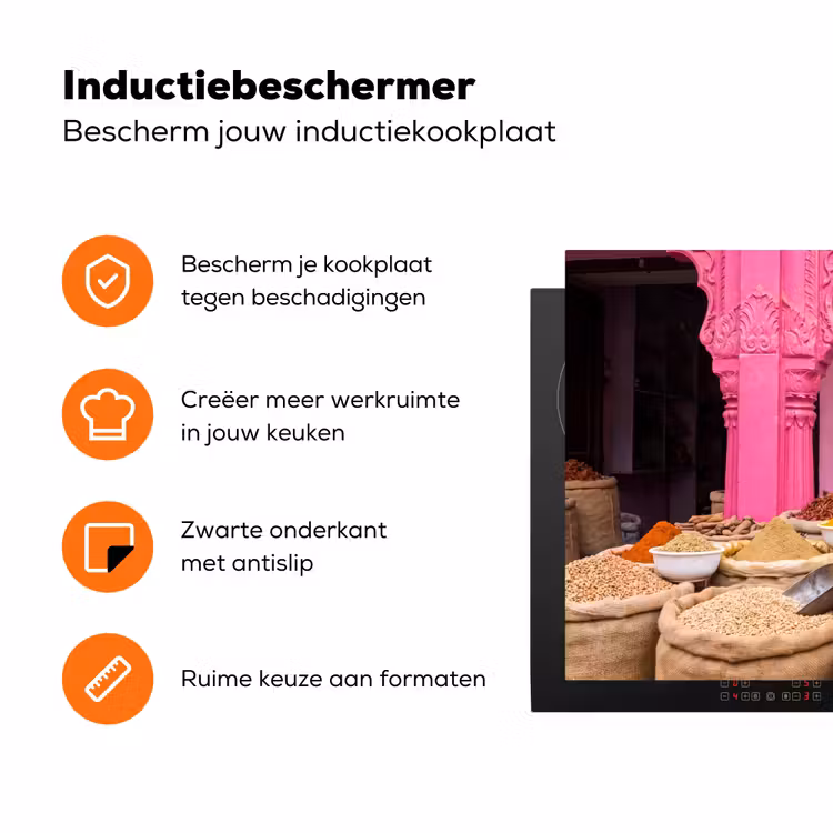 Inductiebeschermer - Kruiden - Markt - Roze - Kruiden - Markt - Roze Inductie beschermer vinyl 3mm klein