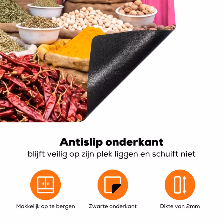 Inductiebeschermer - Kruiden - Markt - Roze - Kruiden - Markt - Roze Inductie beschermer vinyl 3mm klein