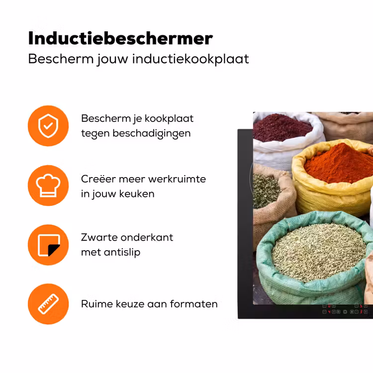 Inductiebeschermer - Kruiden - Zakken - Markt - Kruiden - Zakken - Markt Inductie beschermer vinyl 3mm klein
