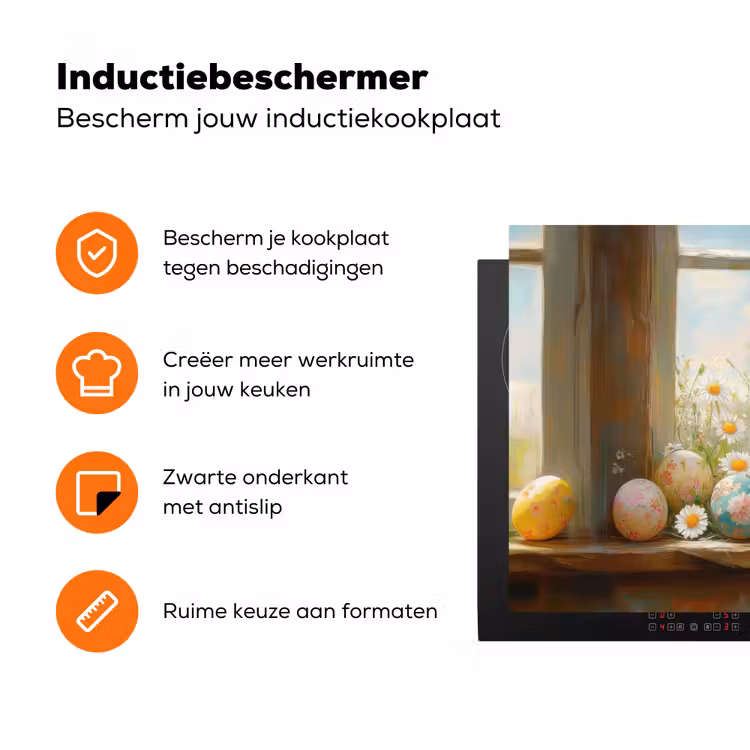 Kuiken - Raam - Paaseieren Inductie beschermer vinyl 3mm klein -zzzzzzz-td-ups