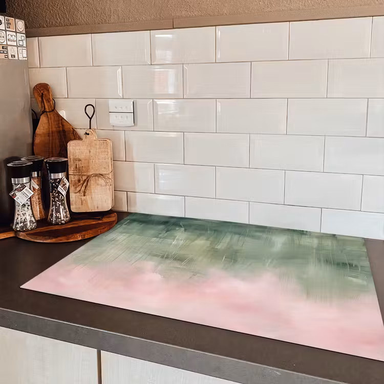 Kunst - Abstract - Modern - Groen - Roze Inductie beschermer vinyl 3mm klein -sfeer3