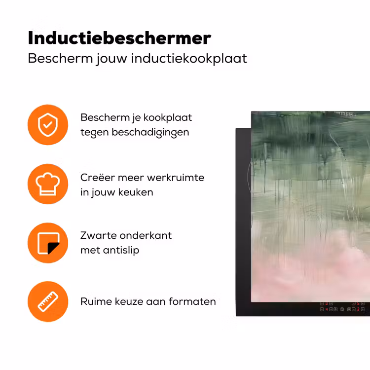 Kunst - Abstract - Modern - Groen - Roze Inductie beschermer vinyl 3mm klein -zzzzzzz-td-ups