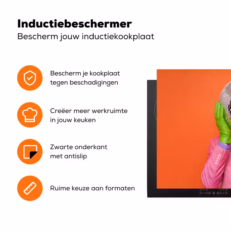 Kunst - Disco bal - Kleurrijk - Modern - Studio Inductie beschermer vinyl 3mm klein -zzzzzzz-td-ups