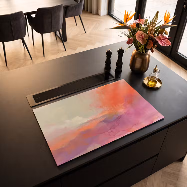 Kunst - Vloeiend - Overgangen - Oranje Inductie beschermer vinyl 3mm klein -sfeer5