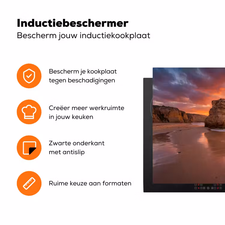 Kust - Rots - Zonsondergang - Zee - Natuur Inductie beschermer vinyl 3mm klein -zzzzzzz-td-ups