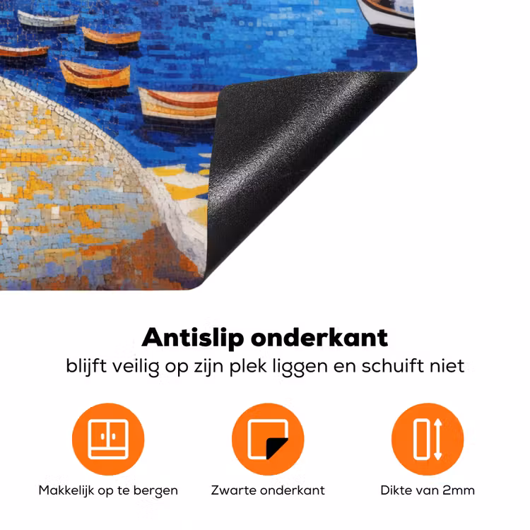 Kustdorp - Huisjes - Mozaïek - Zee Inductie beschermer vinyl 3mm klein -zzzzzzz-td-onderkant