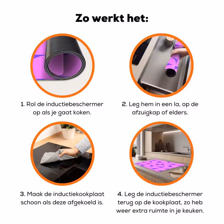Kwadranten - Paars - Roze - Vierkanten Inductie beschermer vinyl 3mm klein 276 -zzzzzzz-td-werking