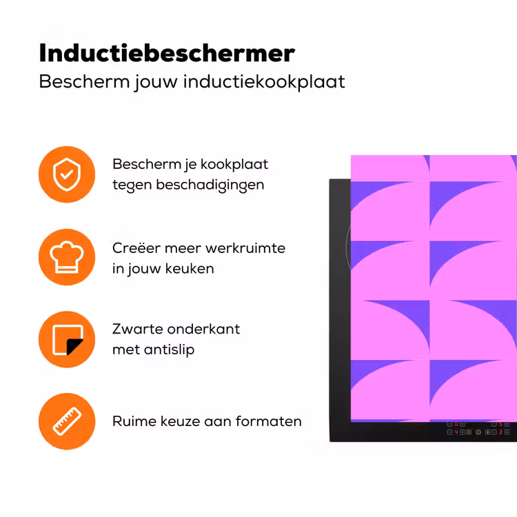 Kwadranten - Paars - Roze - Vierkanten Inductie beschermer vinyl 3mm klein 276 -zzzzzzz-td-ups