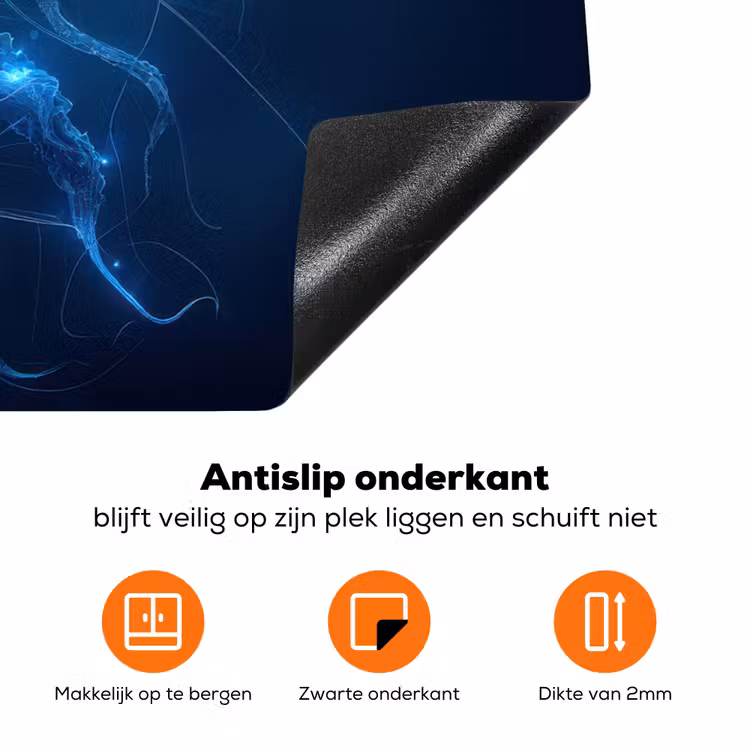 Kwal - Lichtgevend - Tentakels - Blauw Inductie beschermer vinyl 3mm klein -zzzzzzz-td-onderkant