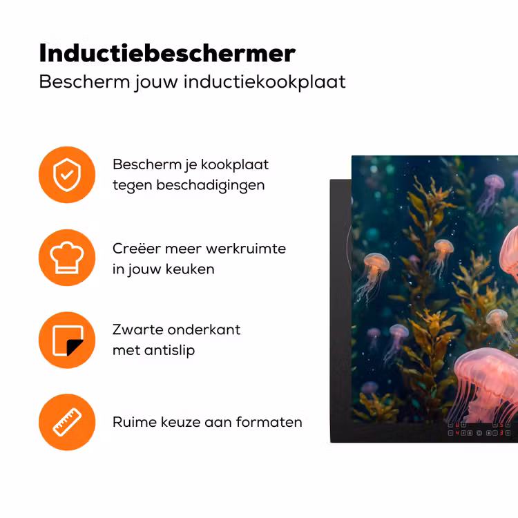 Kwal - Roze - Onderwater - Zeeleven - Dieren Inductie beschermer vinyl 3mm klein -zzzzzzz-td-ups