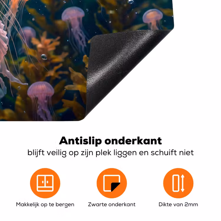 Kwal - Roze - Onderwater - Zeeleven - Dieren Inductie beschermer vinyl 3mm klein -zzzzzzz-td-onderkant