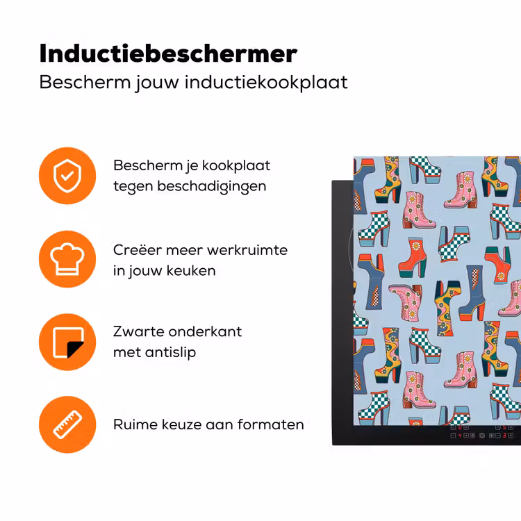 Retro - Disco - Laarzen - Multi Inductie beschermer vinyl 3mm klein 276 -zzzzzzz-td-ups