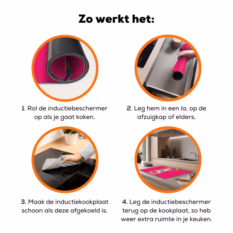 Lama - Kimono - Bloemenkrans - Felroze Inductie beschermer vinyl 3mm klein -zzzzzzz-td-werking