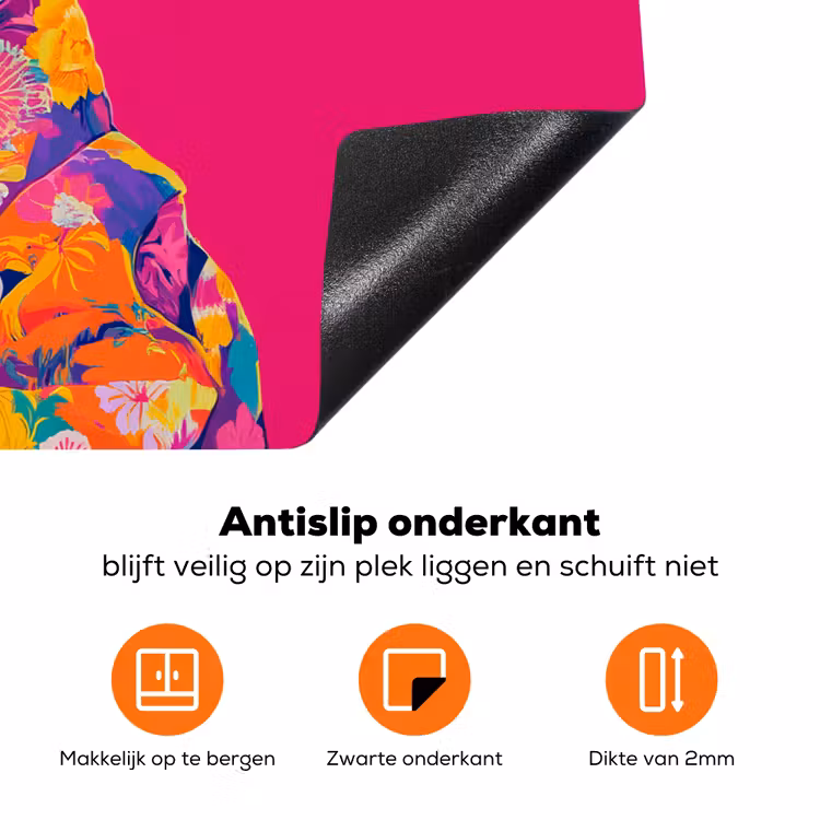 Lama - Kimono - Bloemenkrans - Felroze Inductie beschermer vinyl 3mm klein -zzzzzzz-td-onderkant