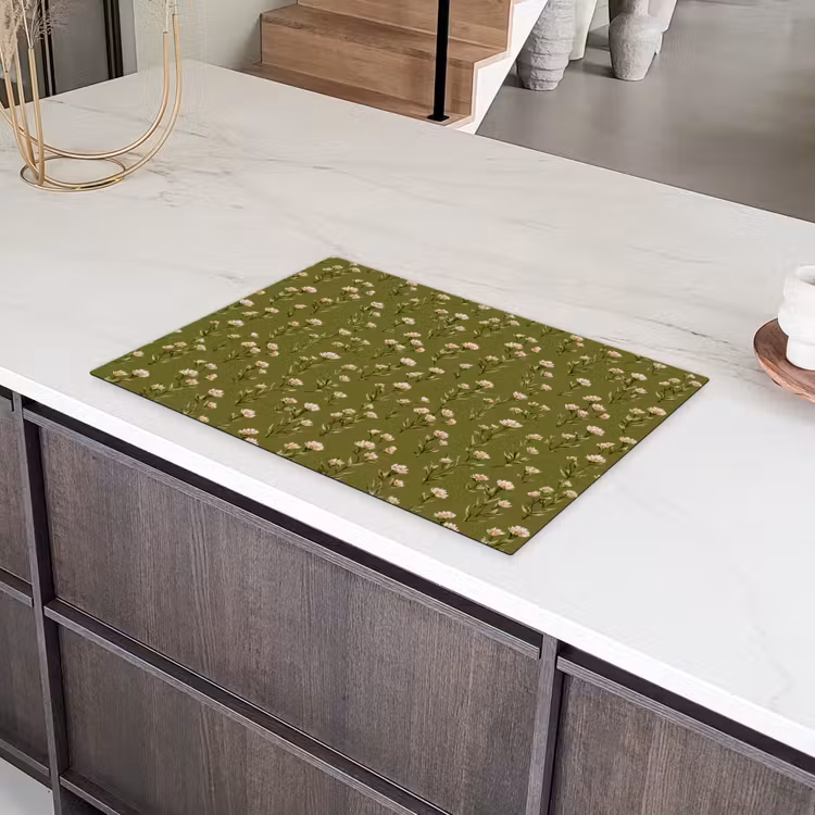 Landelijk - Bloemen -  Groen Inductie beschermer vinyl 3mm klein 276 -sfeer8