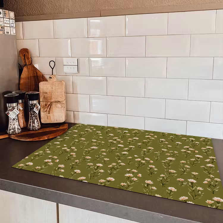 Landelijk - Bloemen -  Groen Inductie beschermer vinyl 3mm klein 276 -sfeer3