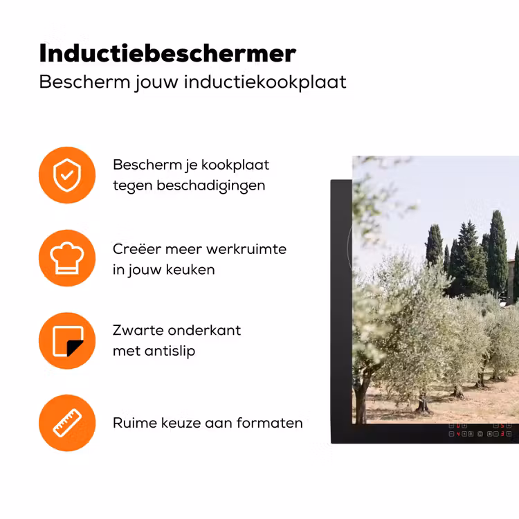 Inductiebeschermer - Landhuis - olijfboom - gaard - Landhuis - olijfboom - gaard Inductie beschermer vinyl 3mm klein