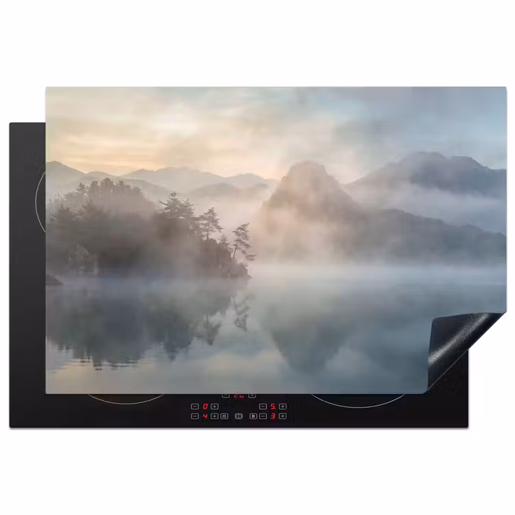 Landschap - Bergen - Mist - Water - Natuur Inductie beschermer vinyl 3mm klein -3d
