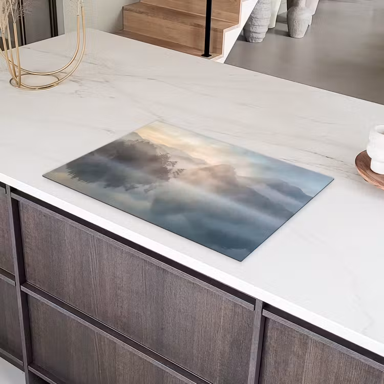 Landschap - Bergen - Mist - Water - Natuur Inductie beschermer vinyl 3mm klein -sfeer8