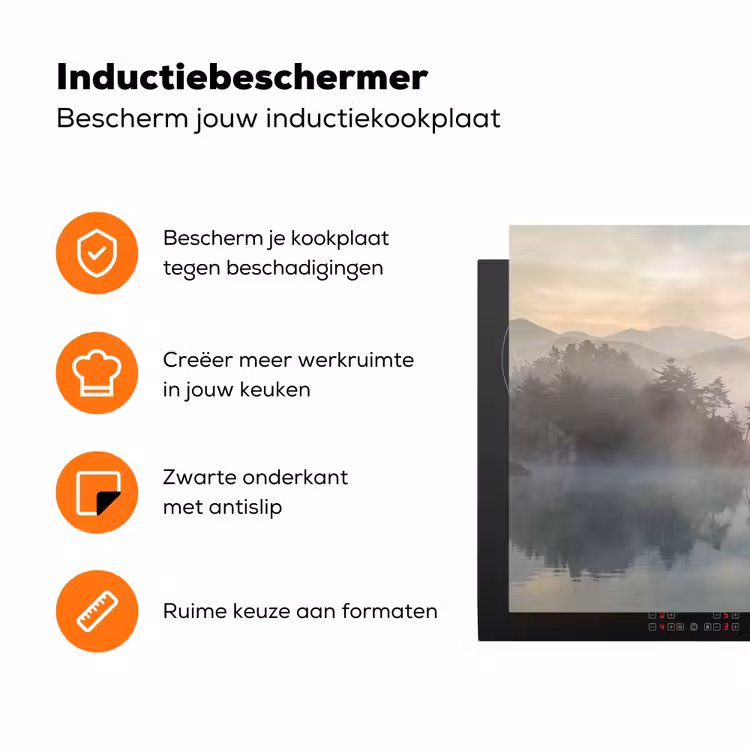 Landschap - Bergen - Mist - Water - Natuur Inductie beschermer vinyl 3mm klein -zzzzzzz-td-ups