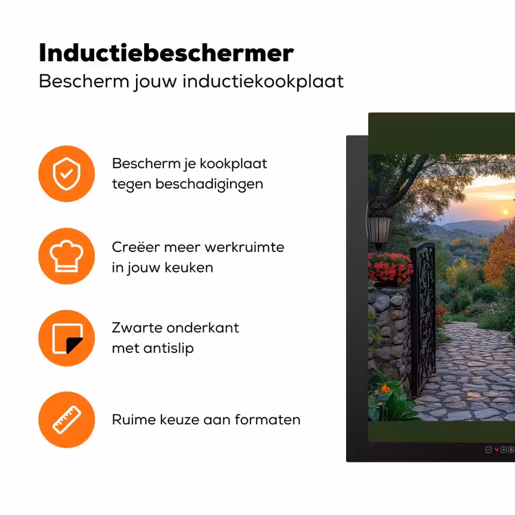 Landschap - Hek - Pad - Zonsondergang - Natuur Inductie beschermer vinyl 3mm middel -zzzzzzz-td-ups