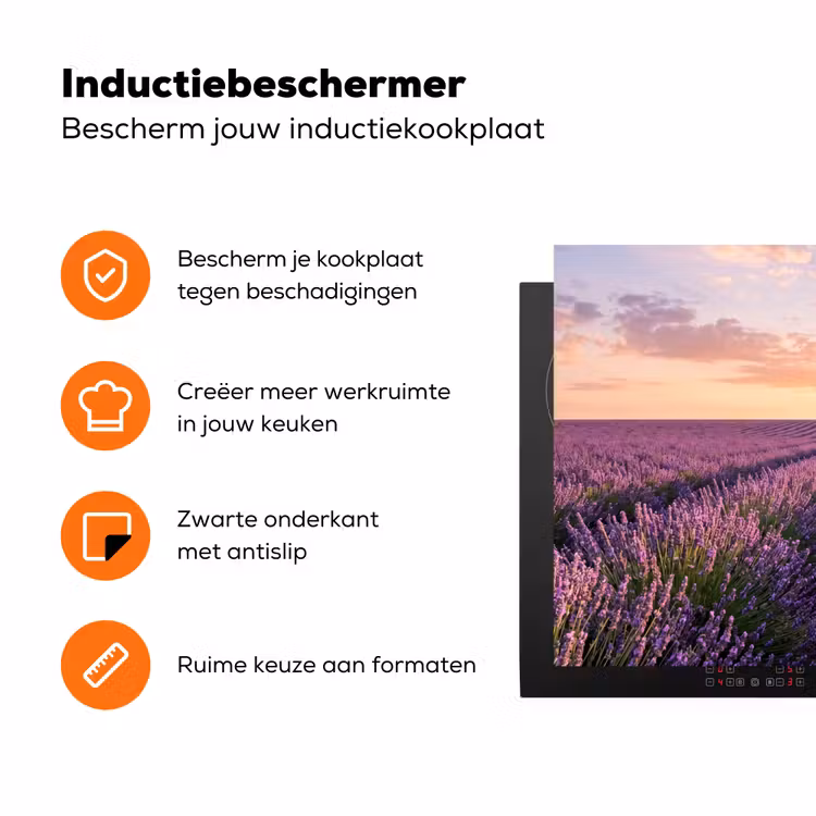 Landschap - Lavendelveld - Paars Inductie beschermer vinyl 3mm klein -zzzzzzz-td-ups