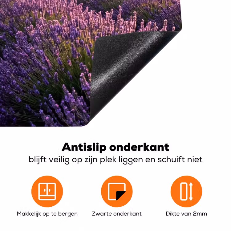 Landschap - Lavendelveld - Paars Inductie beschermer vinyl 3mm klein -zzzzzzz-td-onderkant