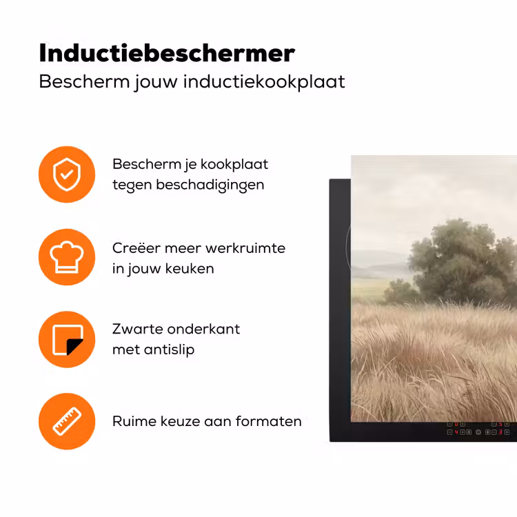 Landschap - Minimalistisch - Beige Inductie beschermer vinyl 3mm klein -zzzzzzz-td-ups