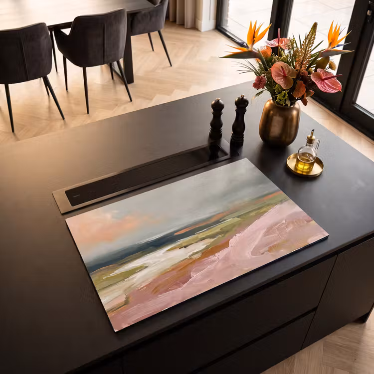 Landschap - Rivier - Abstract - Roze - Groen Inductie beschermer vinyl 3mm klein -sfeer5