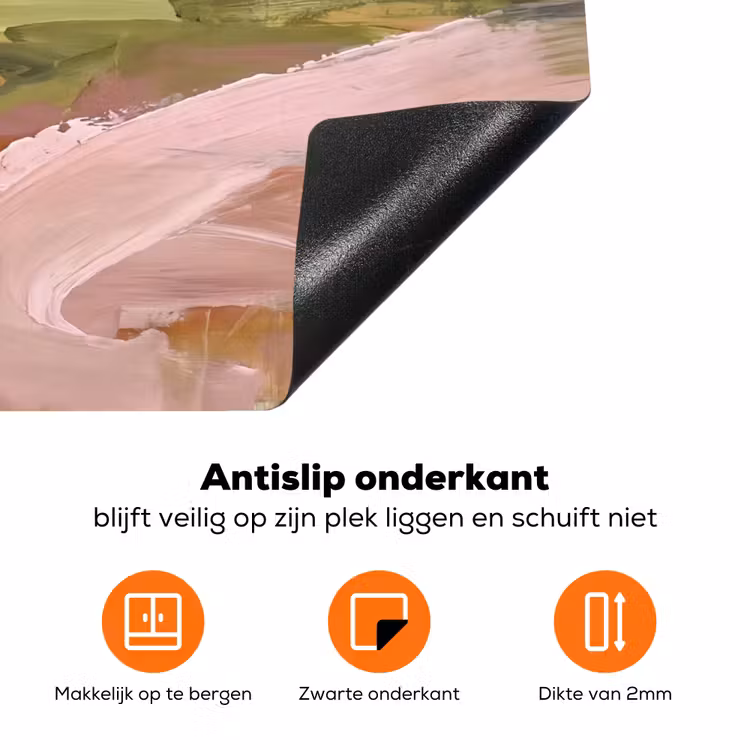 Landschap - Rivier - Abstract - Roze - Groen Inductie beschermer vinyl 3mm klein -zzzzzzz-td-onderkant