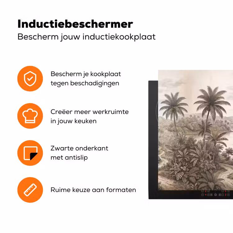 Landschap - Rivier - Boot - Tropisch - Vintage Inductie beschermer vinyl 3mm klein -zzzzzzz-td-ups