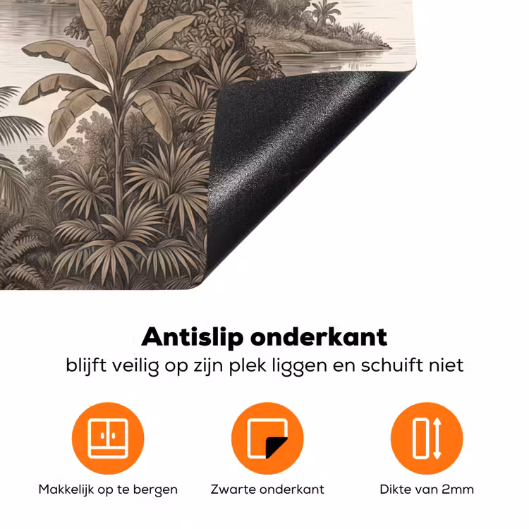 Landschap - Rivier - Boot - Tropisch - Vintage Inductie beschermer vinyl 3mm klein -zzzzzzz-td-onderkant