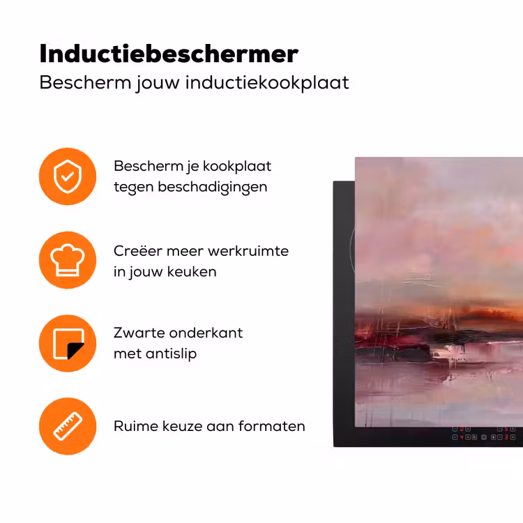 Landschap - Zonsondergang - Abstract - Modern - Roze Inductie beschermer vinyl 3mm klein -zzzzzzz-td-ups