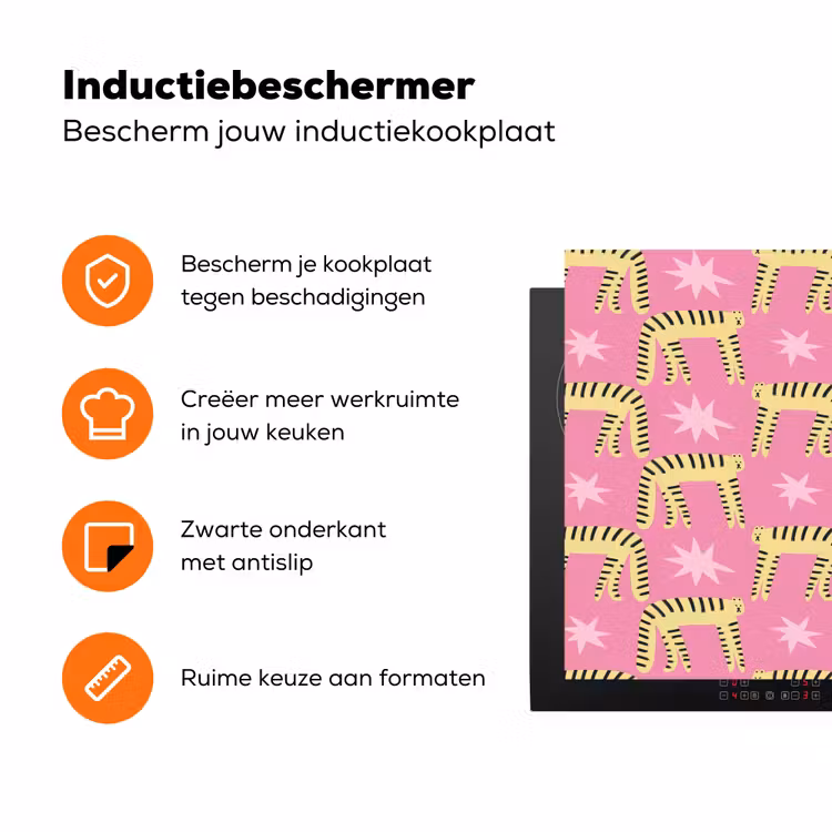 Langbenige -Tijgerkatten - Roze - Sterren Inductie beschermer vinyl 3mm klein 276 -zzzzzzz-td-ups