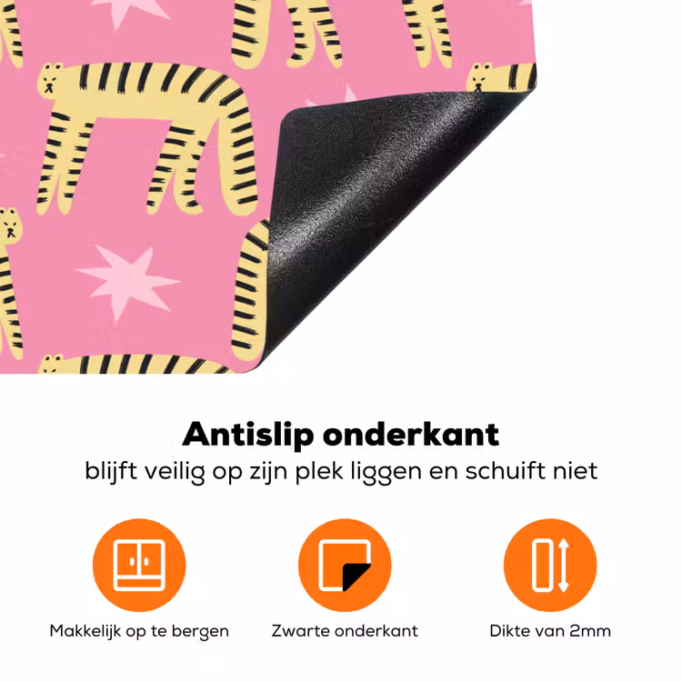 Langbenige -Tijgerkatten - Roze - Sterren Inductie beschermer vinyl 3mm klein 276 -zzzzzzz-td-onderkant
