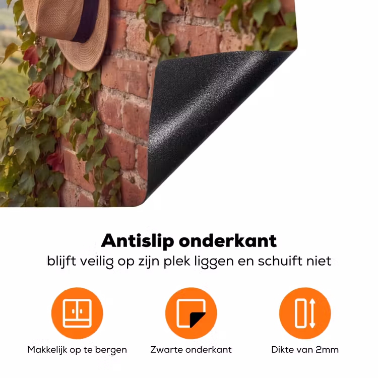 Lantaarn - Wijngaard - Landschap - Italiaans Inductie beschermer vinyl 3mm klein -zzzzzzz-td-onderkant