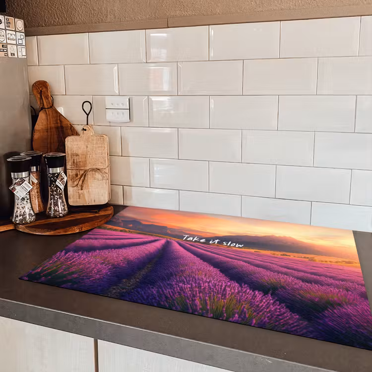 Lavendelveld - Quote - Zonsondergang Inductie beschermer vinyl 3mm klein -sfeer3