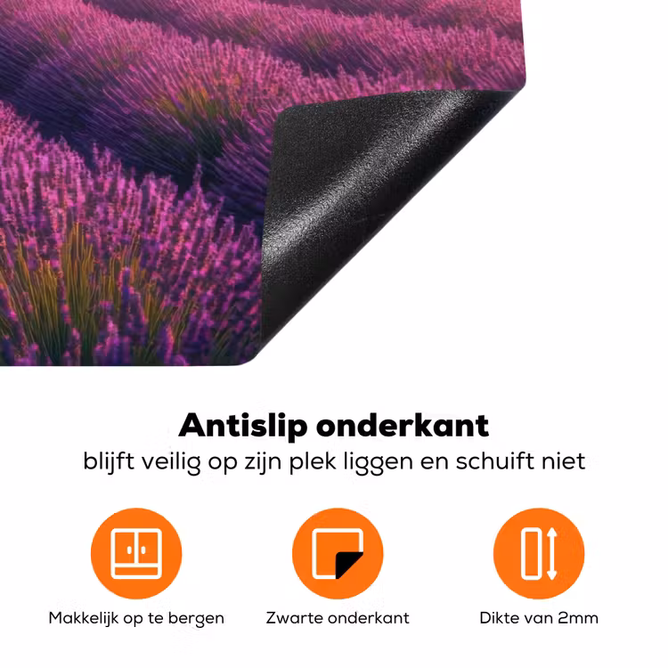 Lavendelveld - Quote - Zonsondergang Inductie beschermer vinyl 3mm klein -zzzzzzz-td-onderkant