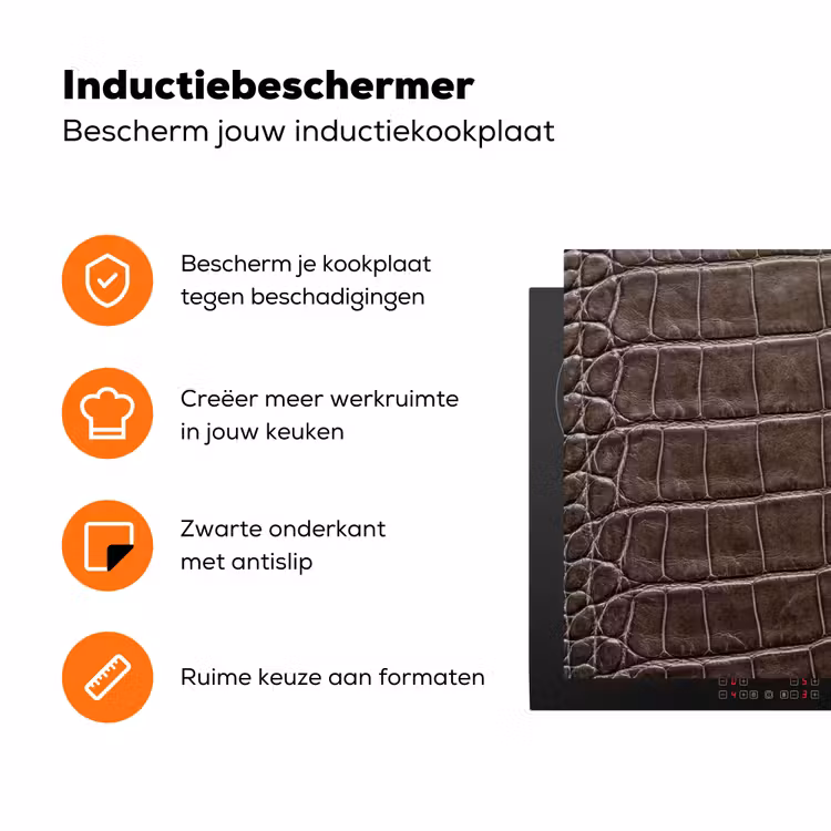 Leer - Krokodil - Mat Inductie beschermer vinyl 3mm klein -zzzzzzz-td-ups