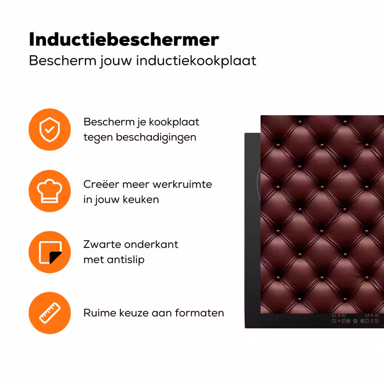 Leer - Patroon - Bordeaux Inductie beschermer vinyl 3mm klein 276 -zzzzzzz-td-ups